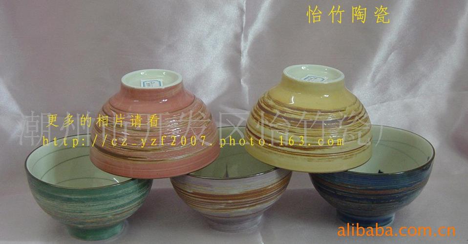 供应日用陶瓷 5色碗 陶瓷钣碗彩丝 日韩餐具