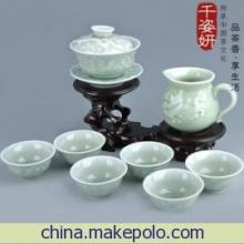 【龙年大吉/陶瓷工艺品/高档礼品/日用陶瓷、茶具/龙泉青瓷/龙凤配】价格,厂家,图片,茶具,德化县根源木制品厂-