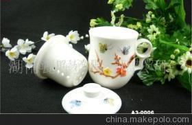 【白玉瓷制品-韩式手彩双蝶戏梅陶瓷制品杯】价格,厂家,图片,其他日用工具,湖南瓷晖贸易内贸部-